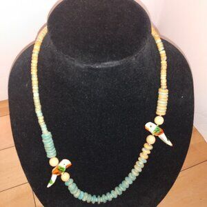 Wooden beaded colorful parrot necklace.